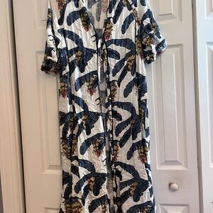 H&M DESMOND & DEMPSEY Linen-Blend Kaftan Midi Dress